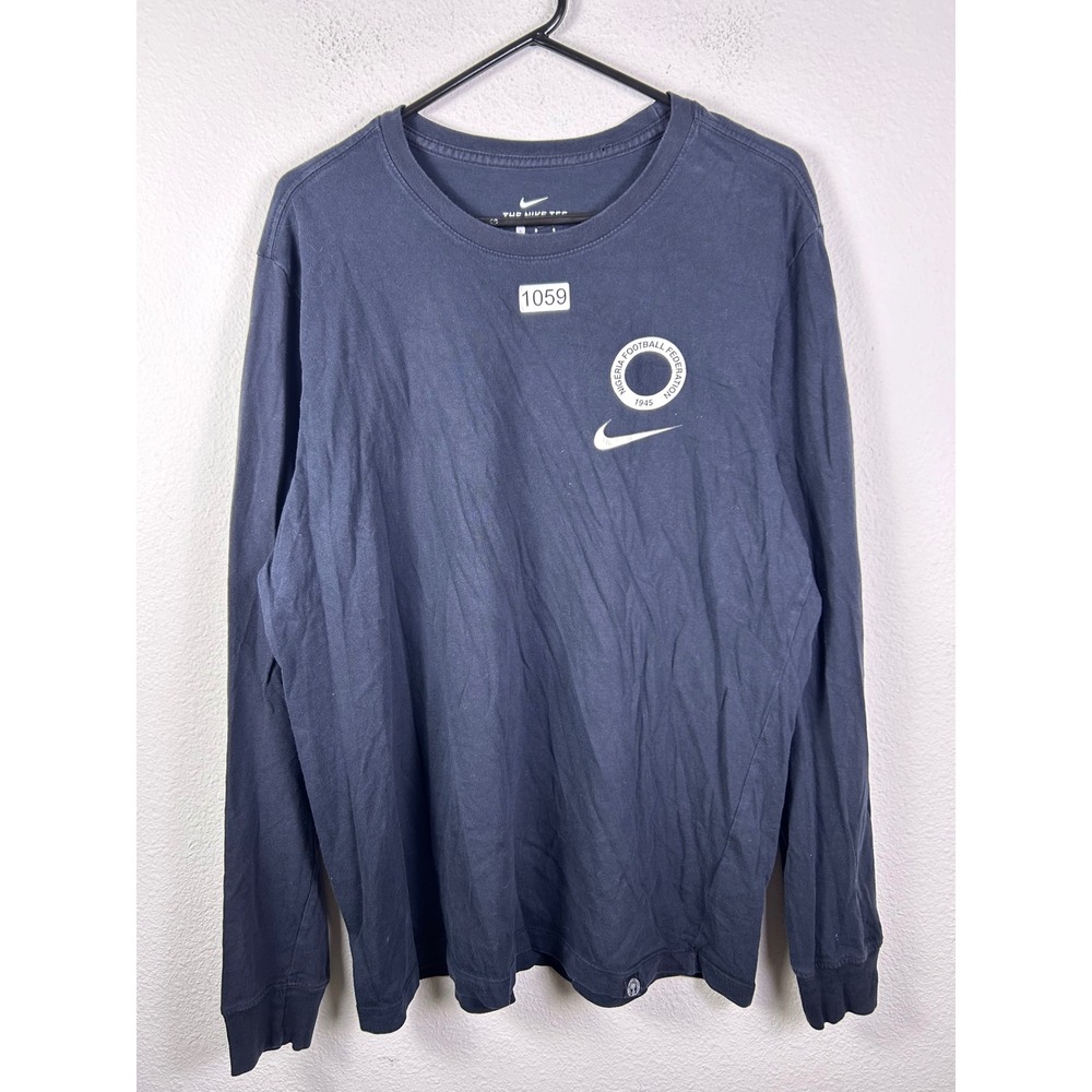 Nike Nigeria National Team Naija Long Sleeve Graphic Tee Black Mens L
